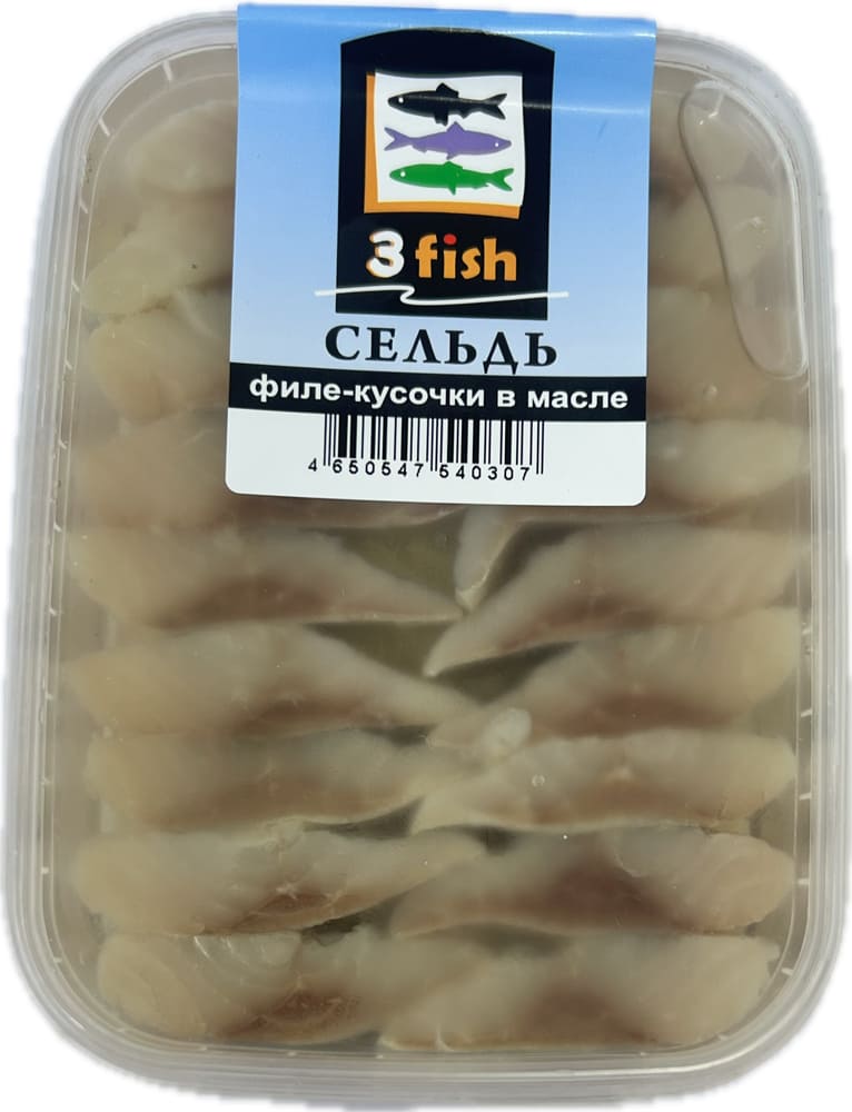 Сельдь филе-кусочки в масле, 190г