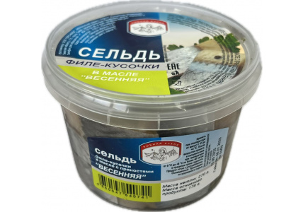 Сельдь филе-кусочки в&nbsp;масле «Весенняя», 270г